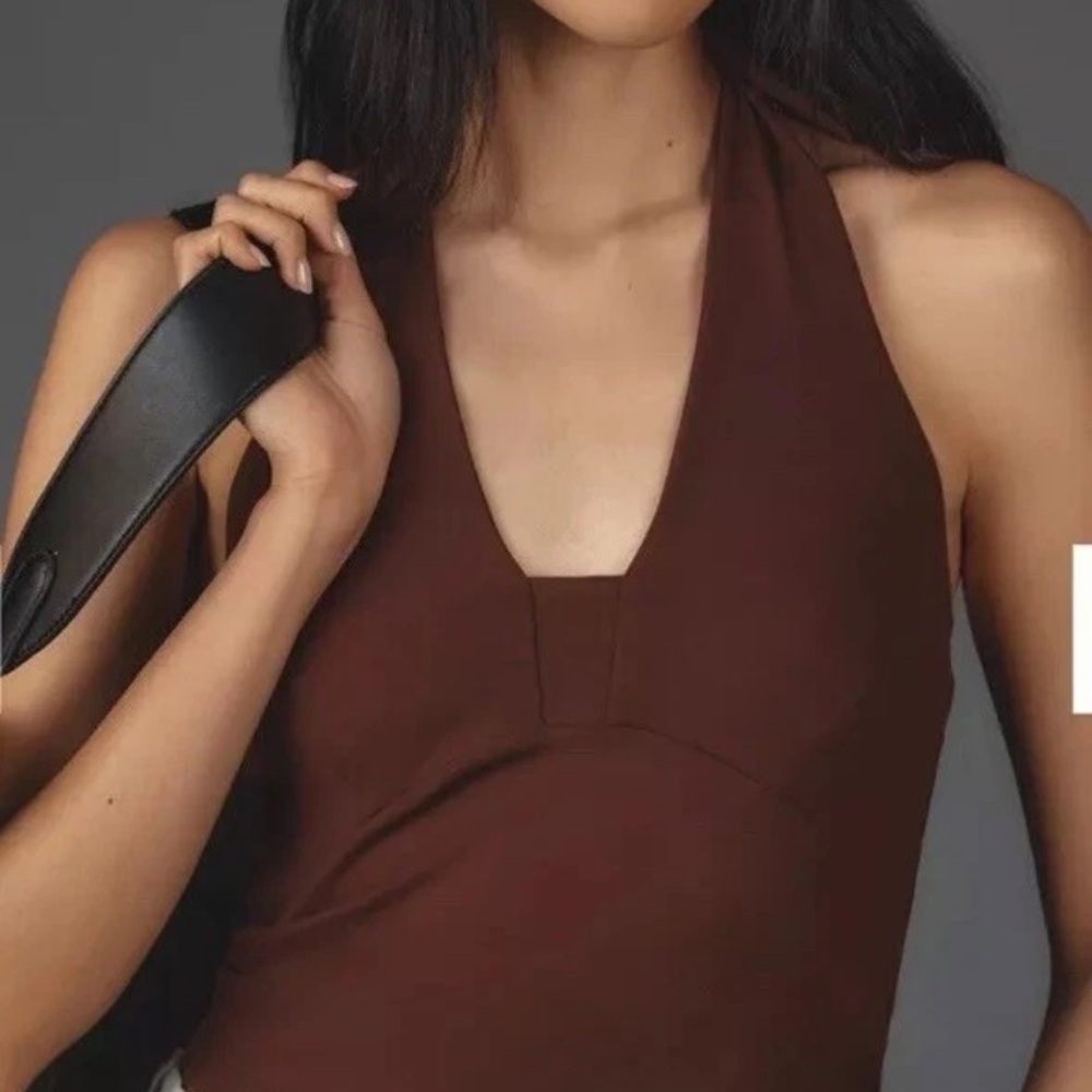 Anthropologie Brown Tailored Halter Top Blouse Plus Size 2X New NWT Versatile